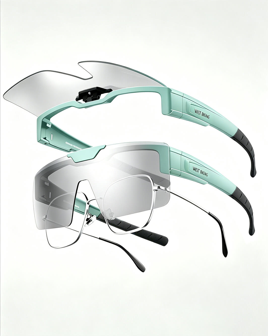 Fahrradbrille für Brillenträger – Winddichte Rennradbrille mit 90° Flip-Up Design – Ultraleichte Radbrille für Brillenträger