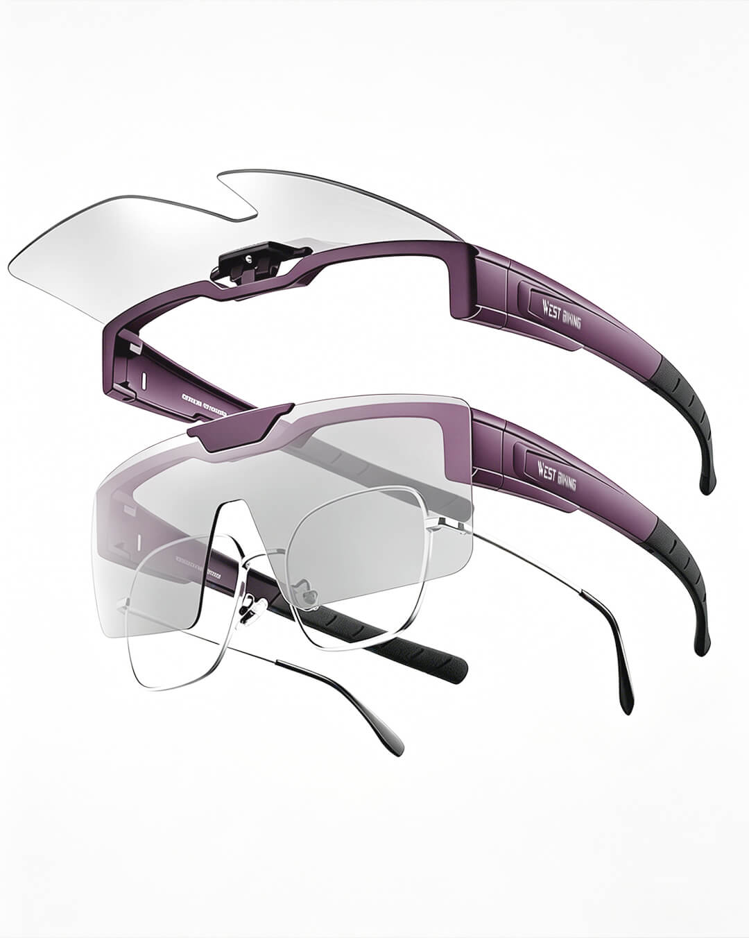 Fahrradbrille für Brillenträger – Winddichte Rennradbrille mit 90° Flip-Up Design – Ultraleichte Radbrille für Brillenträger