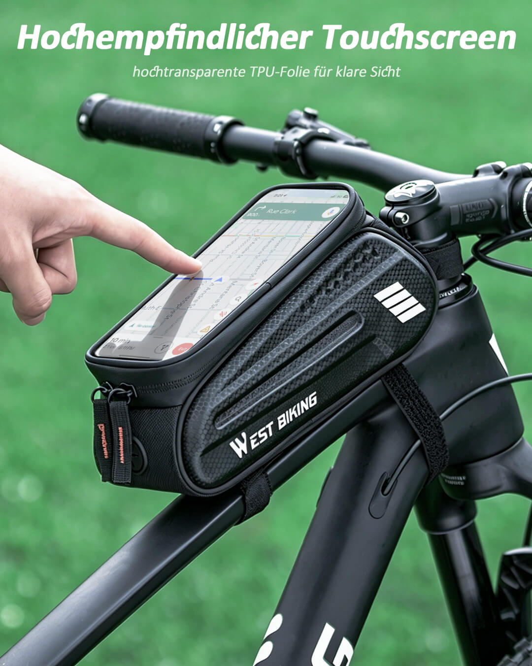 Fahrrad Handytasche Wasserdicht – Fahrrad Rahmentasche für Smartphones bis 7 Zoll mit TPU Touchscreen