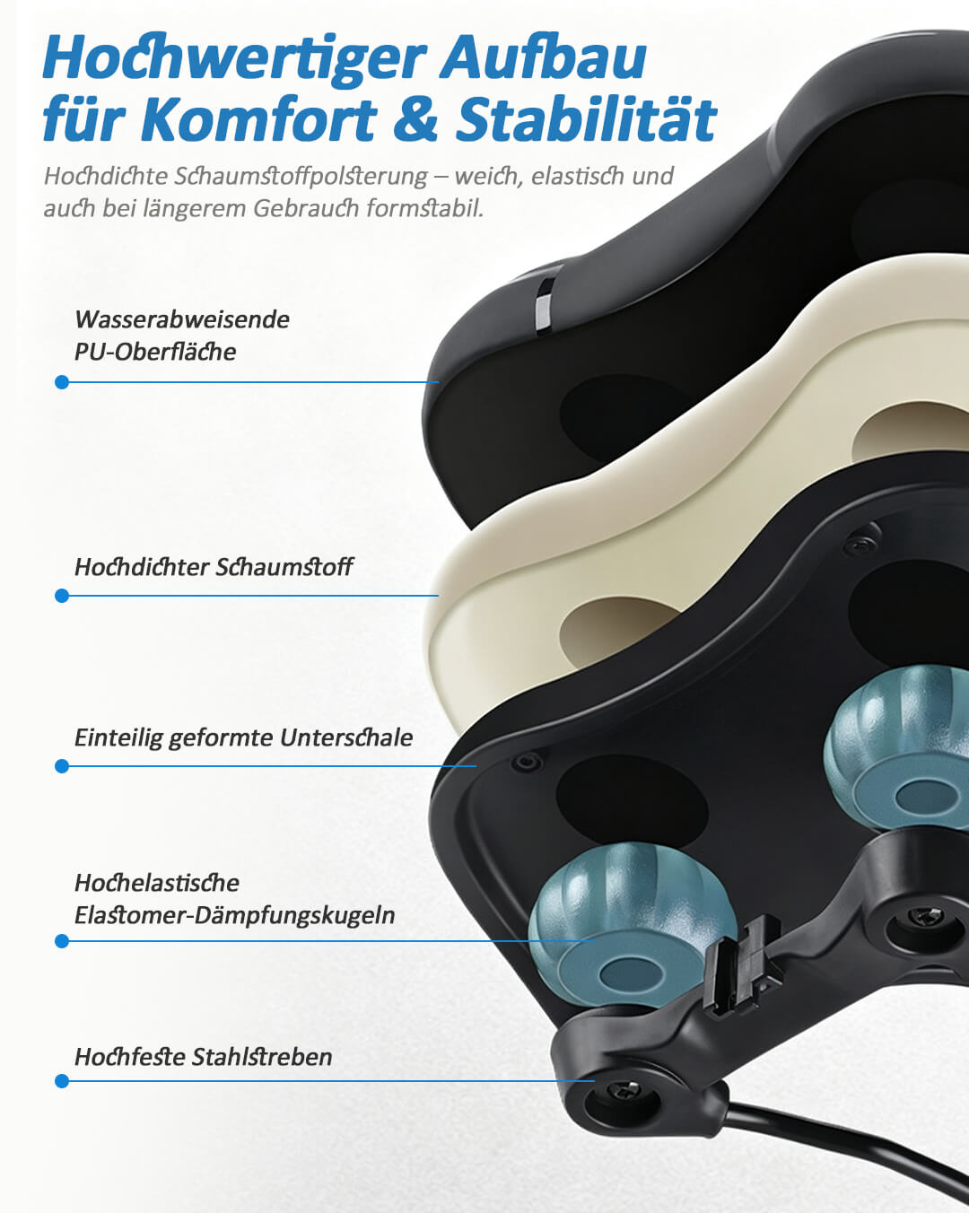 Bequemer Fahrradsattel Schichten Schaumstoff Dämpfung