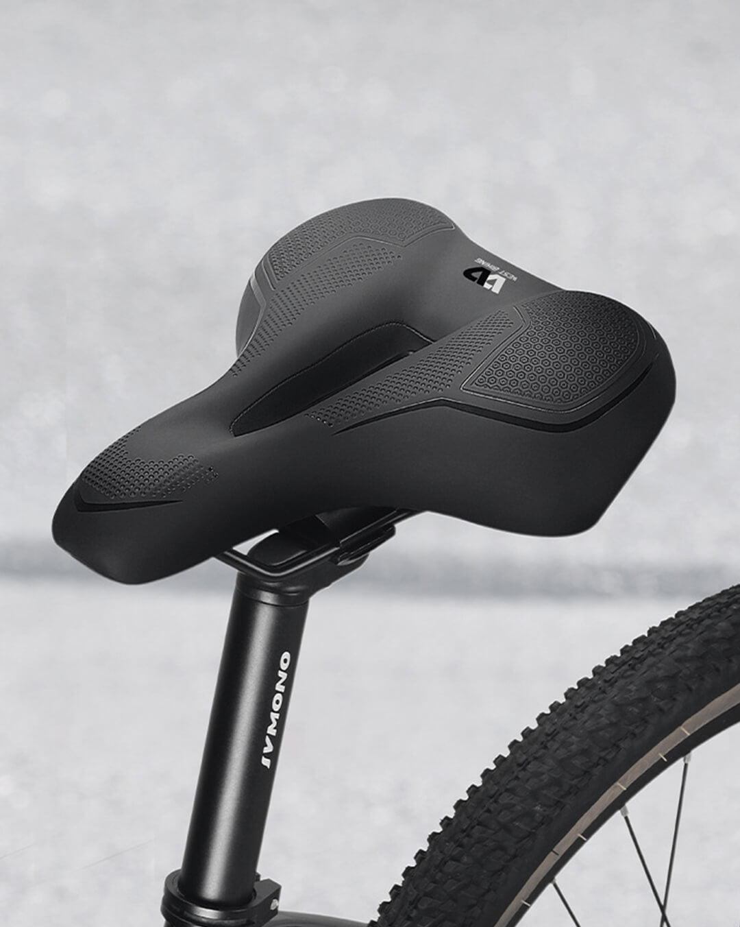 Bequemer Fahrradsattel ergonomisch auf Fahrrad montiert