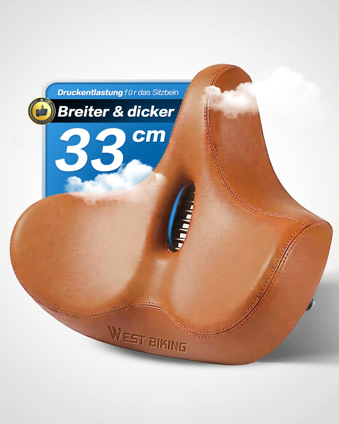 Bequemer Fahrradsattel herren schmerzfrei retro cognac