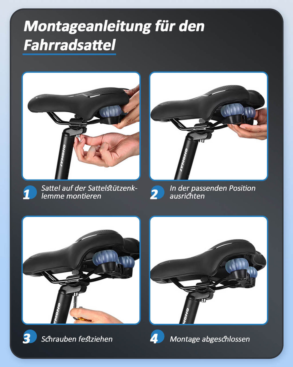 Bequemer Fahrradsattel Montage Anleitung Schritte