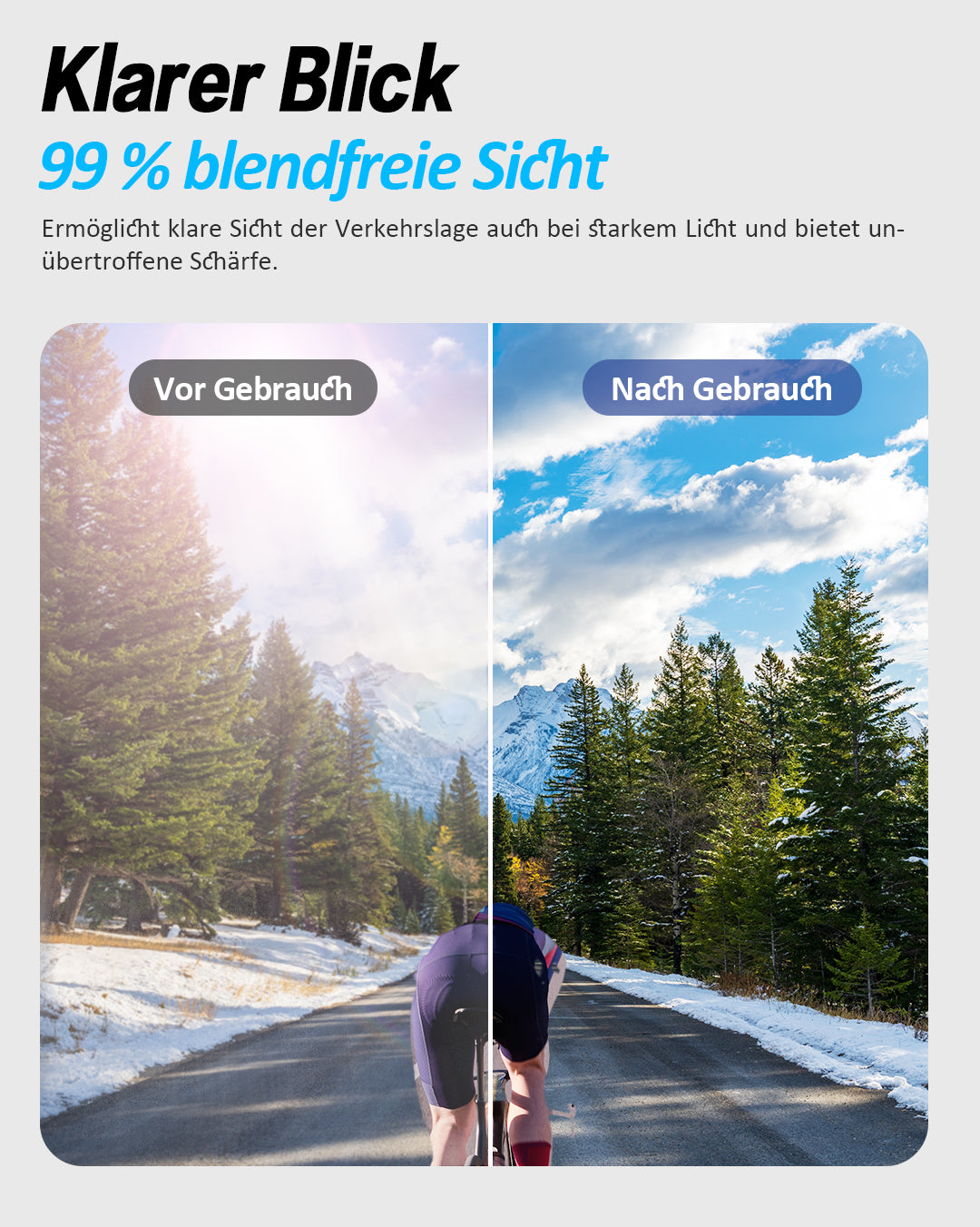 Fahrradbrille Polarisiert - Winddichter UV400-Schutz Sportbrille verstellbare Bügel für perfekten Sitz