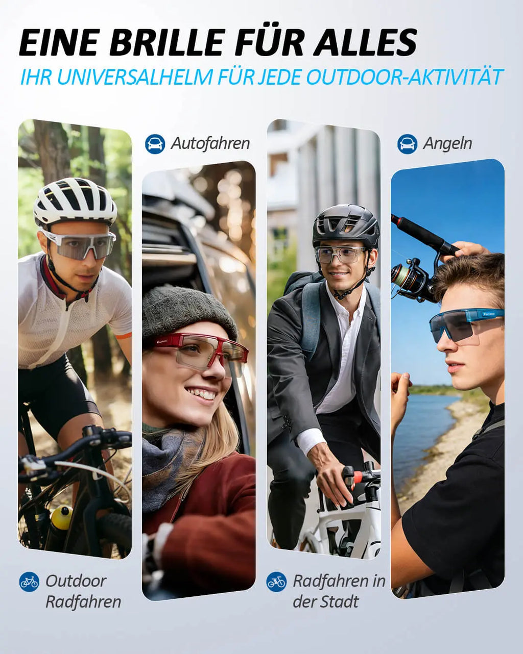 Fahrradbrille als Überzieh-Sonnenbrille für Brillenträger – Selbsttönende polarisierte Radsportbrille