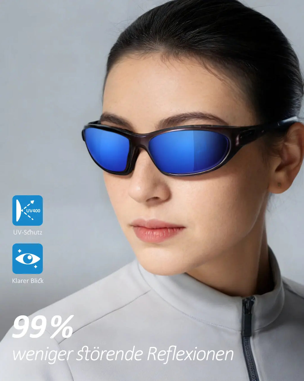 Fahrradbrille Polarisiert:  Winddichter UV400-Schutz Sportbrille verstellbare Bügel für perfekten Sitz | Ideal Für Damen & Herren - ReverbRide
