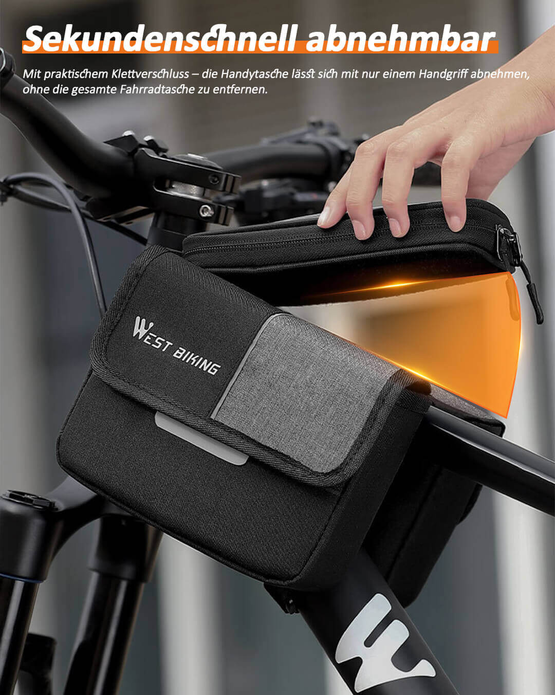 Fahrrad Handytasche – Doppeltasche mit abnehmbarem Handyfach