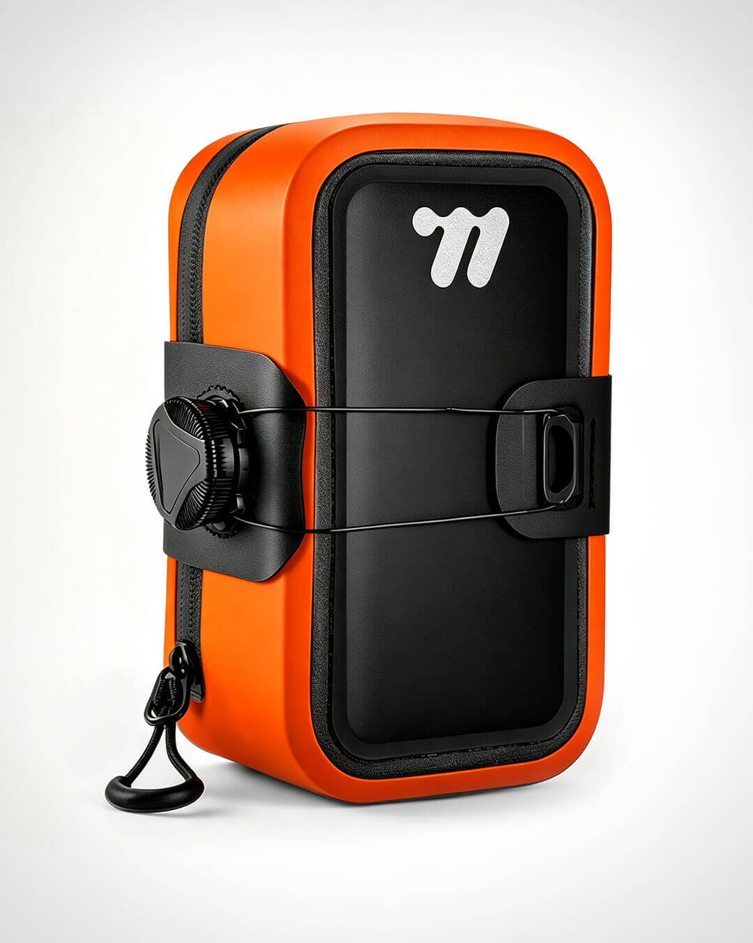 Kompakte Fahrradsatteltasche in Orange mit selbstsicherndem Verschluss für Rennrad