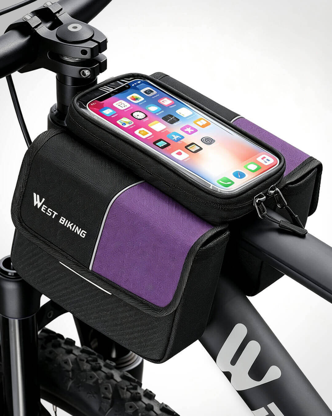 Fahrrad Handytasche Doppeltasche mit abnehmbarem Handyfach für Smartphones bis 7 Zoll