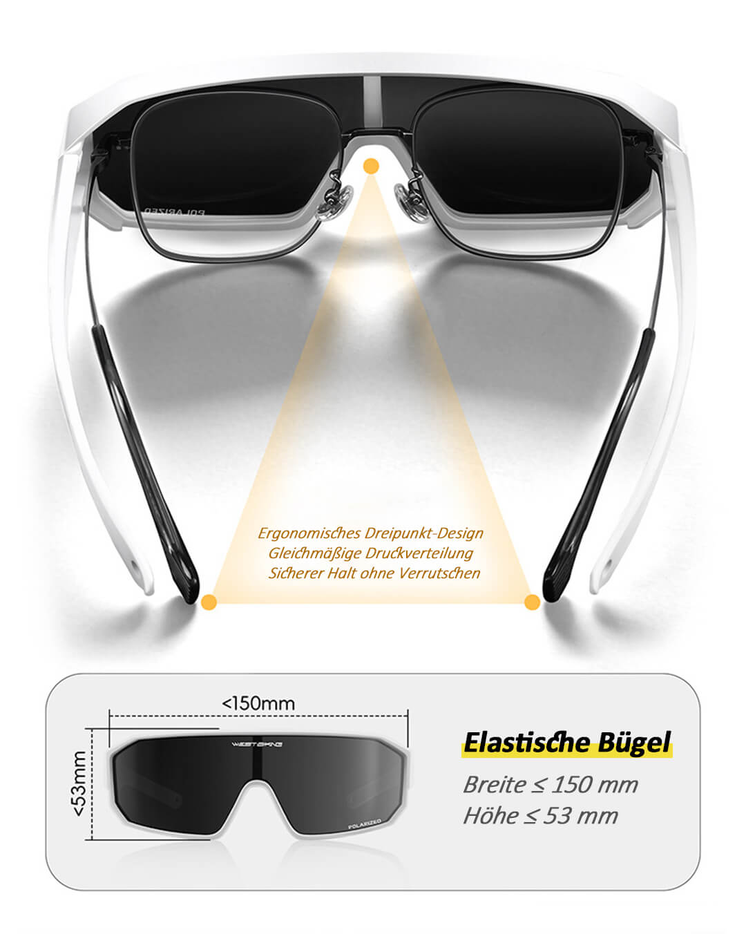 Fahrradbrille für Brillenträger mit ergonomischem Design und sicherem Halt