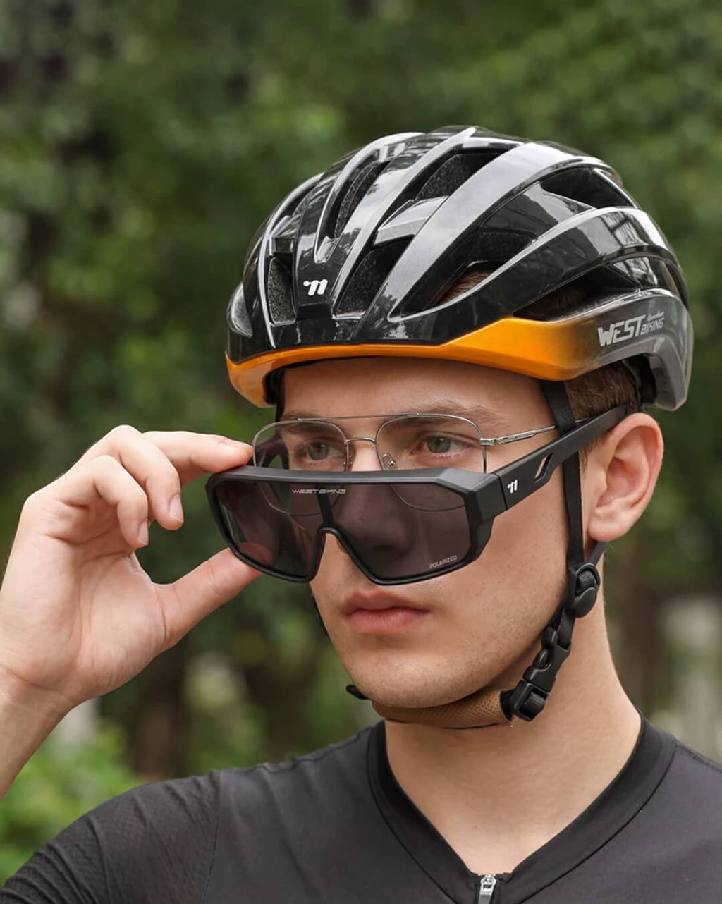 Fahrradbrille für Brillenträger beim Radfahren mit Helm und Outdoor-Einsatz