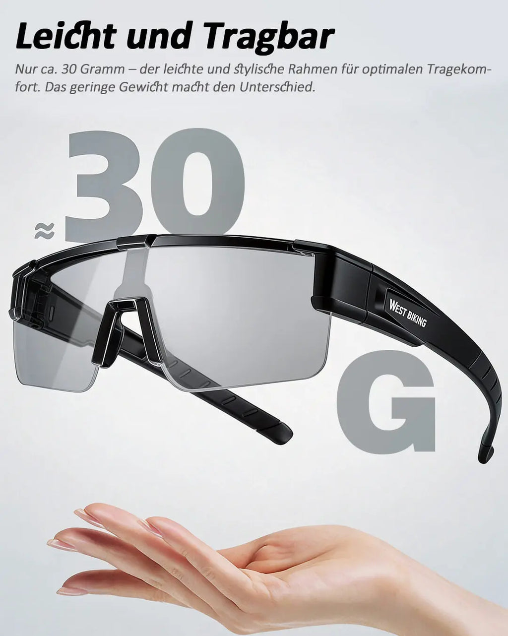 Fahrradbrille als Überzieh-Sonnenbrille für Brillenträger – Selbsttönende polarisierte Radsportbrille