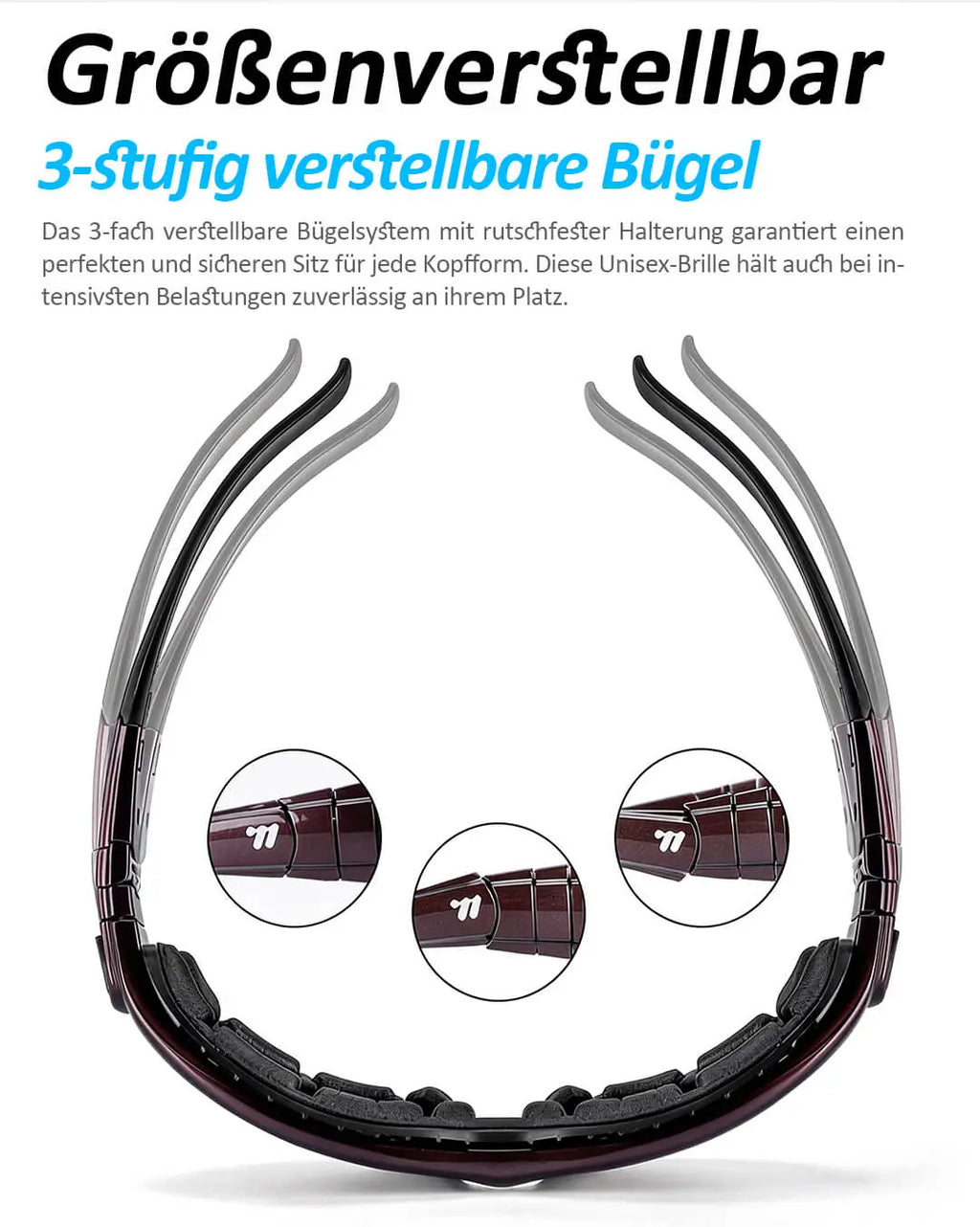 Fahrradbrille Polarisiert:  Winddichter UV400-Schutz Sportbrille verstellbare Bügel für perfekten Sitz | Ideal Für Damen & Herren - ReverbRide