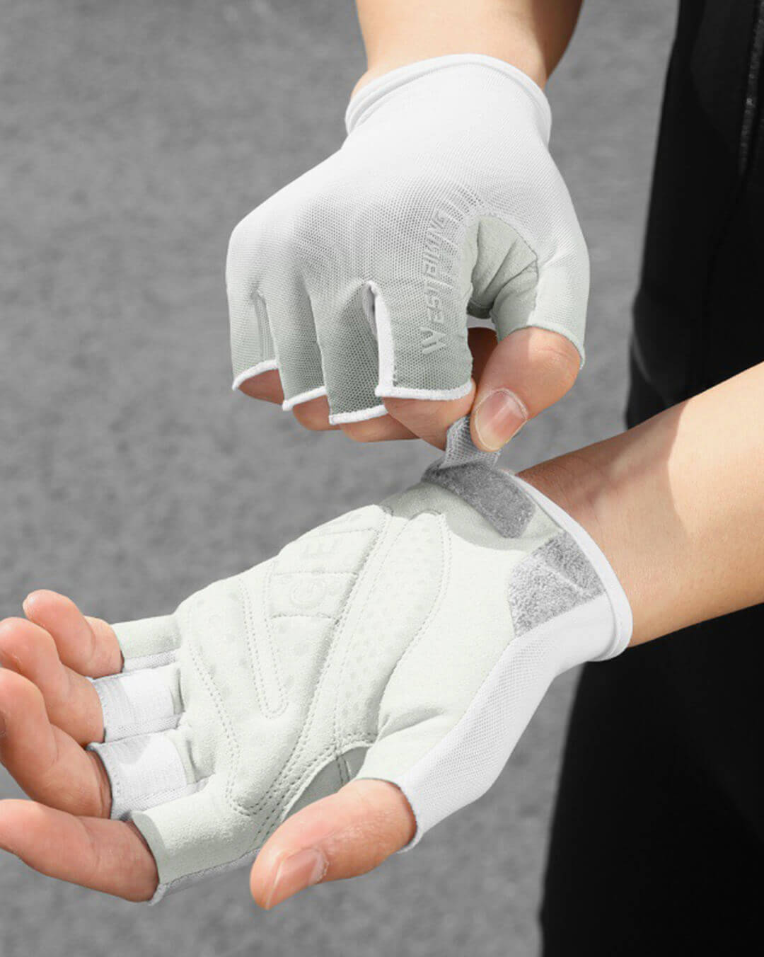 Fahrradhandschuhe Kurzfinger aus Sommer-Mesh-Gewebe mit praktischem Klettverschluss zum einfachen Ausziehen