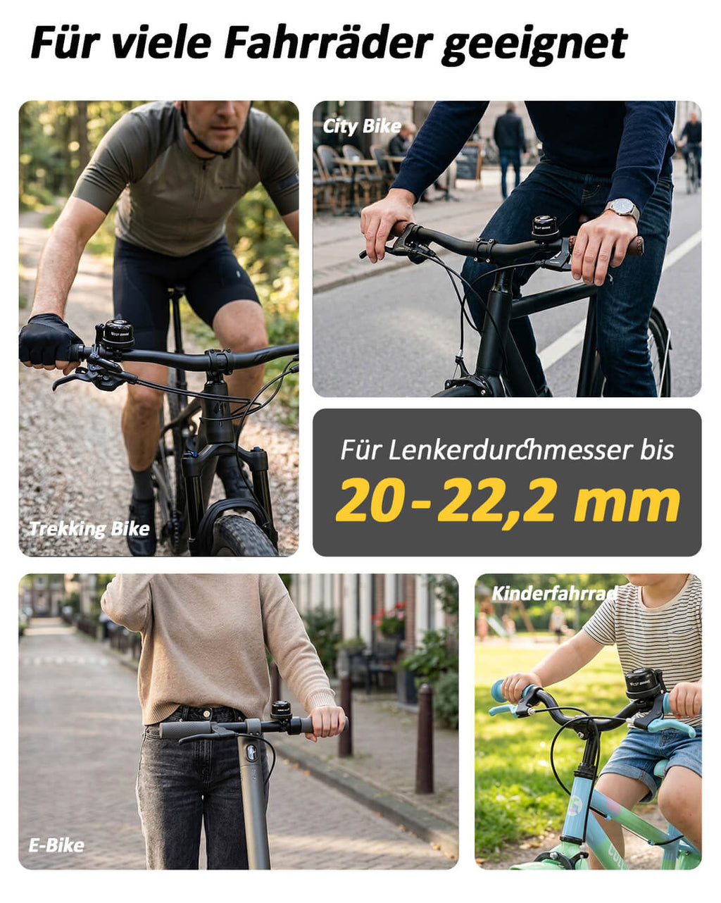 Fahrradklingel geeignet für E-Bike, MTB und Citybike.