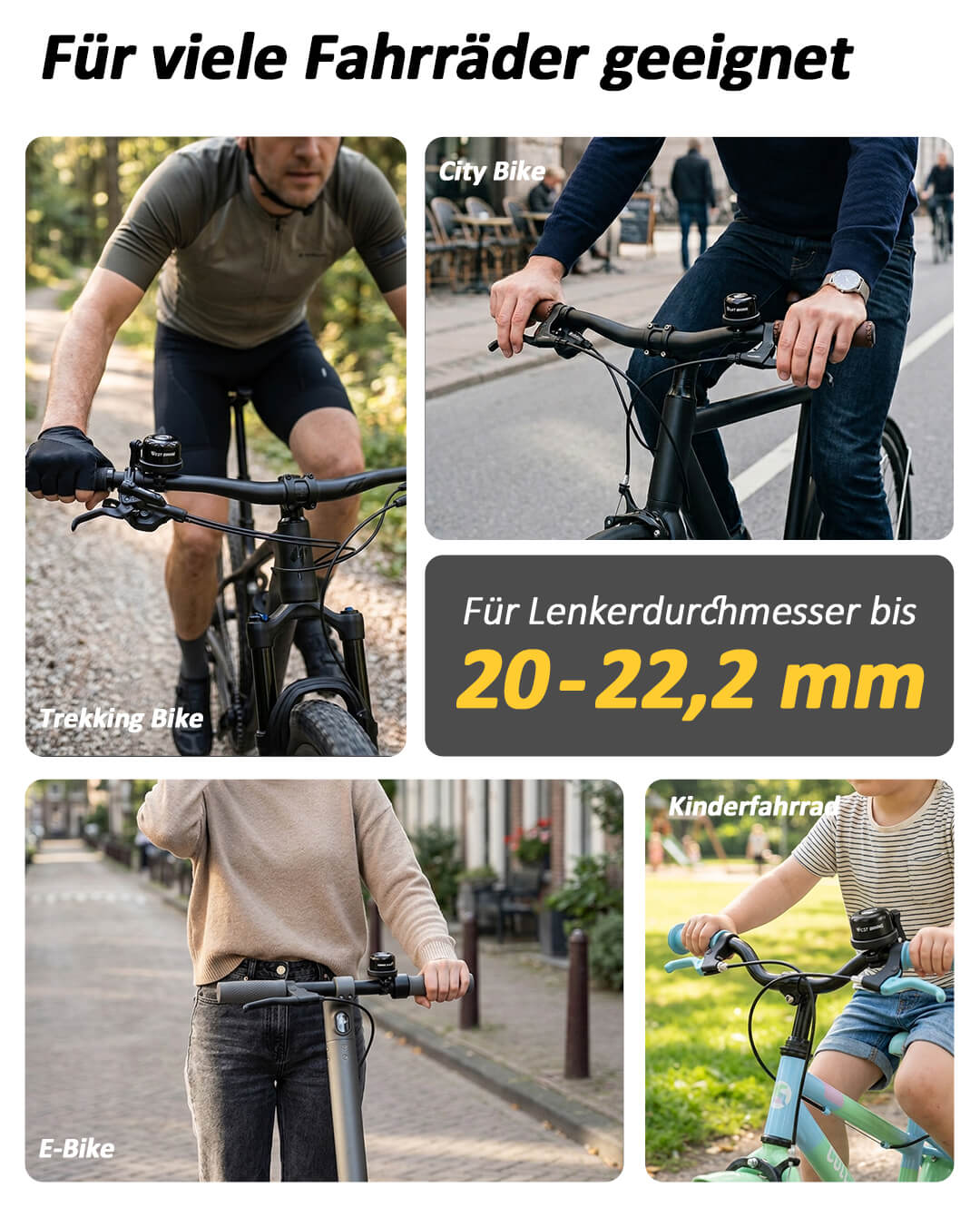 Fahrradklingel geeignet für E-Bike, MTB und Citybike.