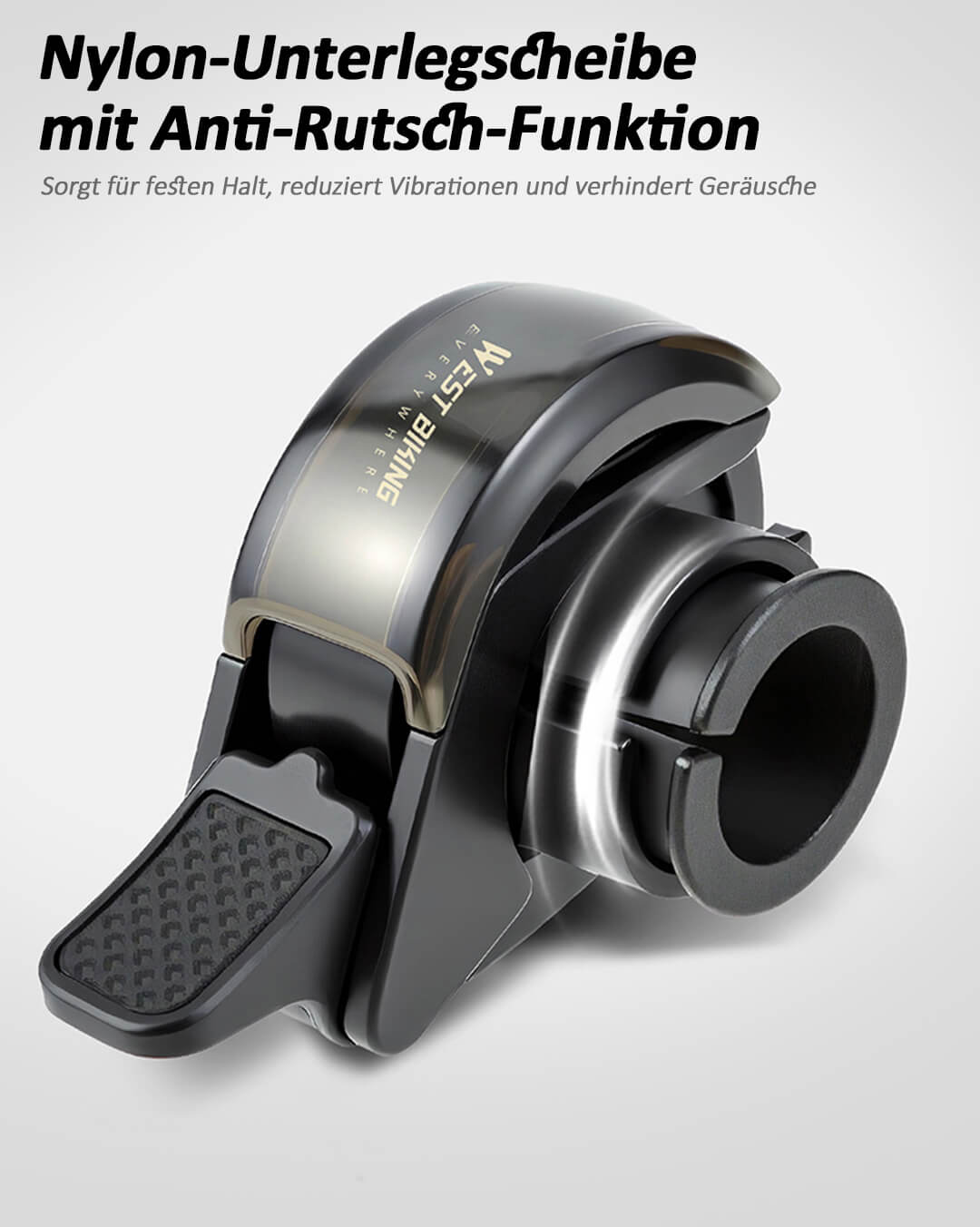 Fahrradklingel mit Anti-Rutsch Nylon-Unterlegscheibe gegen Vibrationen