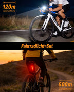 Fahrradlicht Set mit LED Display und fahrrad rücklicht – Akku Lampe.