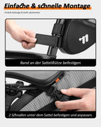 Schnelle Montage der Fahrradsatteltasche mit Schnallen.