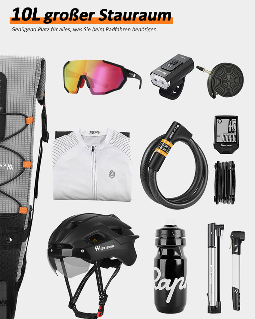 Satteltasche Fahrrad mit viel Platz für Helm und Kleidung.