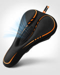 Ergonomischer Gel Sattelbezug für Fahrrad mit orangen Akzenten