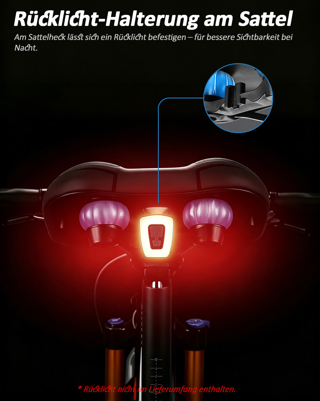 Komfort Fahrradsattel Rücklicht Halterung Halter