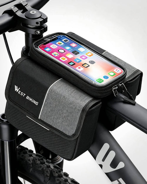 Fahrrad Oberrohrtasche wasserdicht mit Handyfach für Radsport.