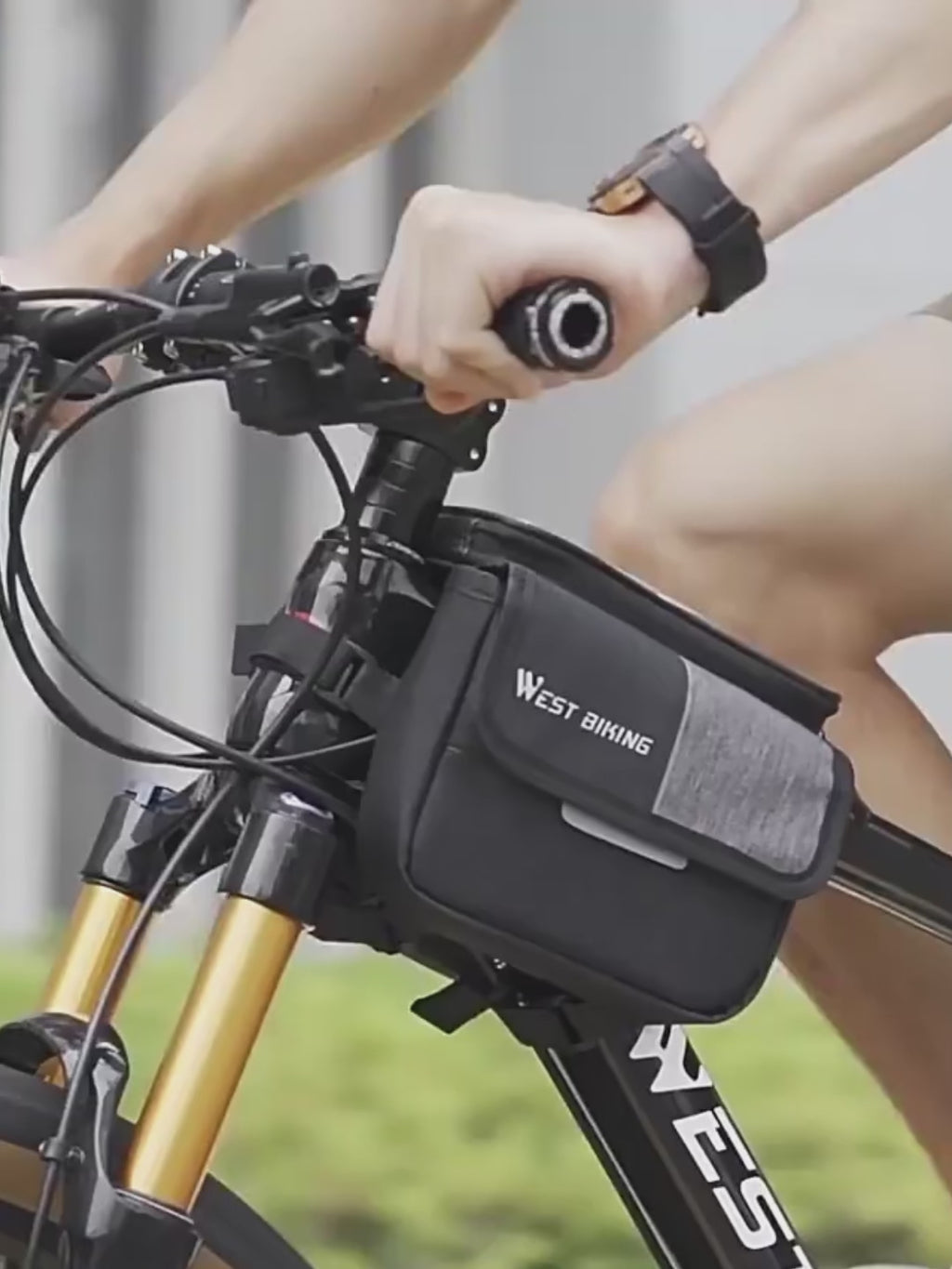 Bicycle Handlebar Bag Double Bag with Detachable Phone Compartment for Smartphones up to 7 Inches