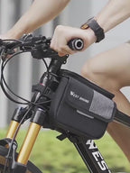 Bicycle Handlebar Bag Double Bag with Detachable Phone Compartment for Smartphones up to 7 Inches