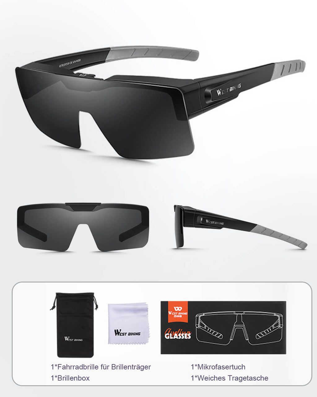 Fahrradbrille mit leichtem Rahmen für Rennrad – 30 Gramm Radsportbrille.