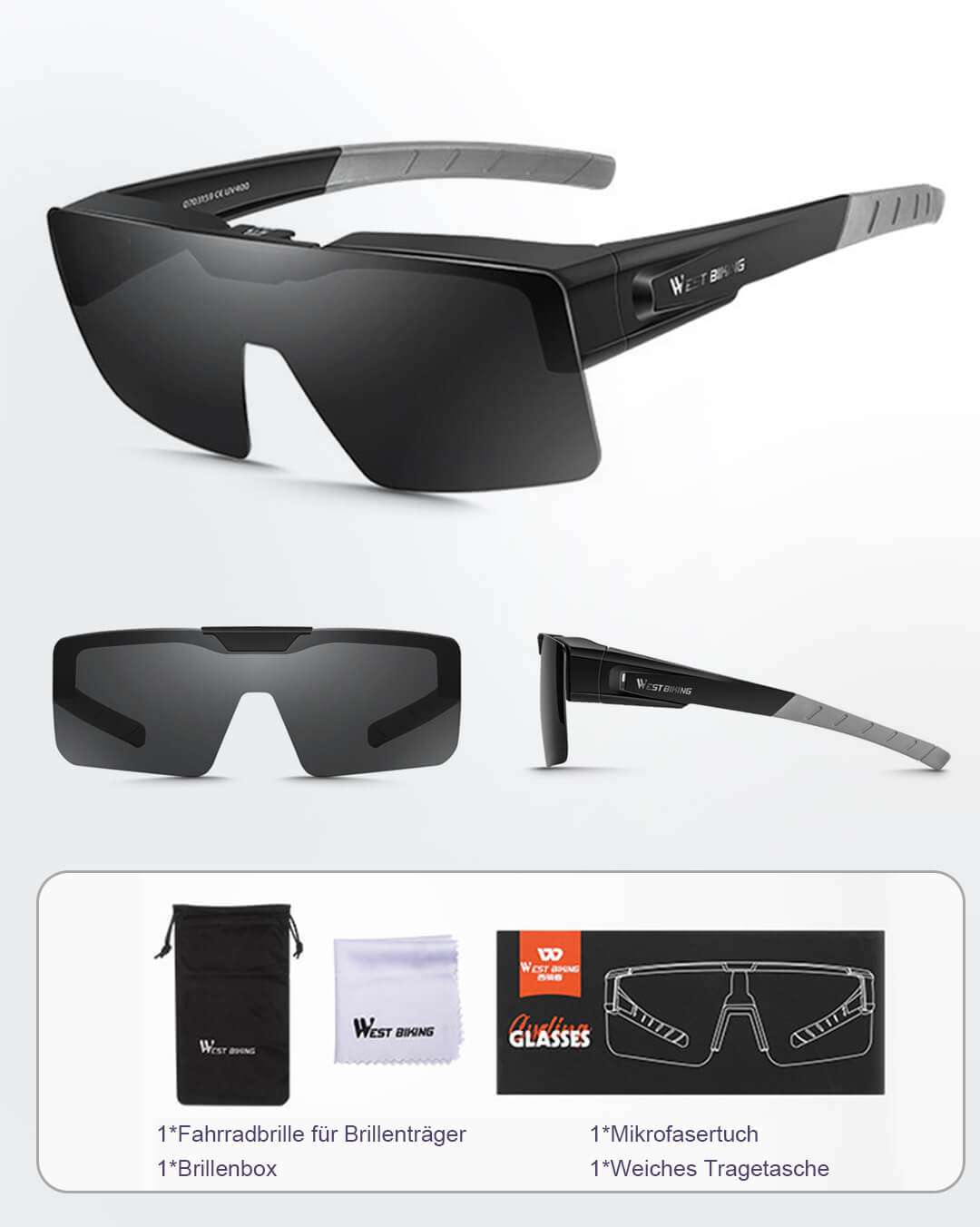 Fahrradbrille mit leichtem Rahmen für Rennrad – 30 Gramm Radsportbrille.
