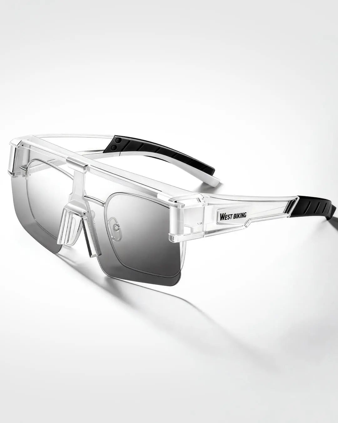 Fahrradbrille selbsttönend mit transparentem Rahmen – Radbrille klar.