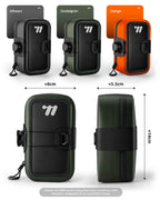 Rennrad Satteltasche Abmessungen 14x8x5.5cm in den Farben Schwarz, Dunkelgrün und Orange