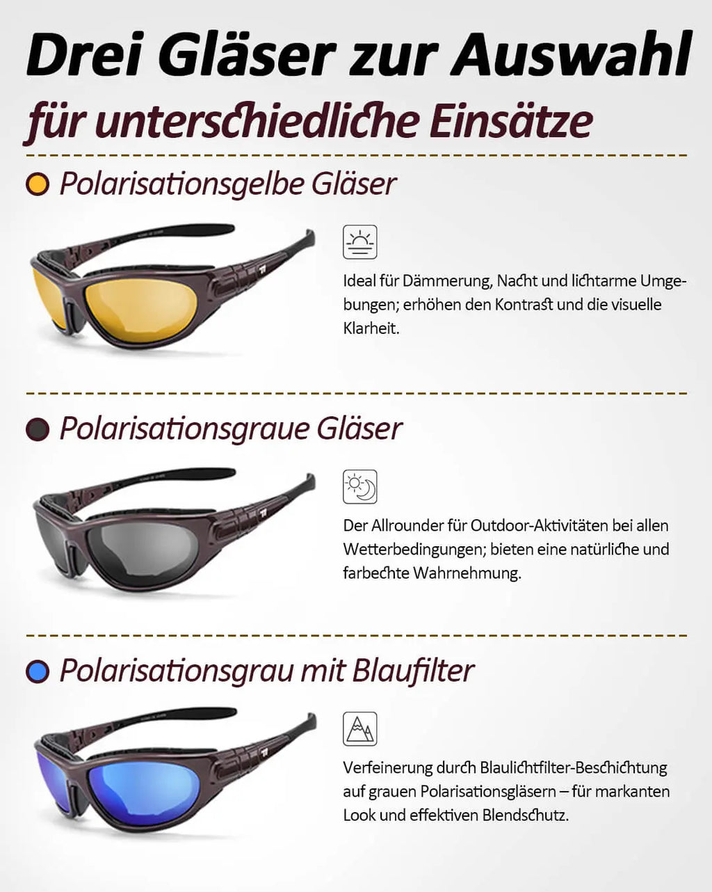Fahrradbrille Polarisiert:  Winddichter UV400-Schutz Sportbrille verstellbare Bügel für perfekten Sitz 我的商店