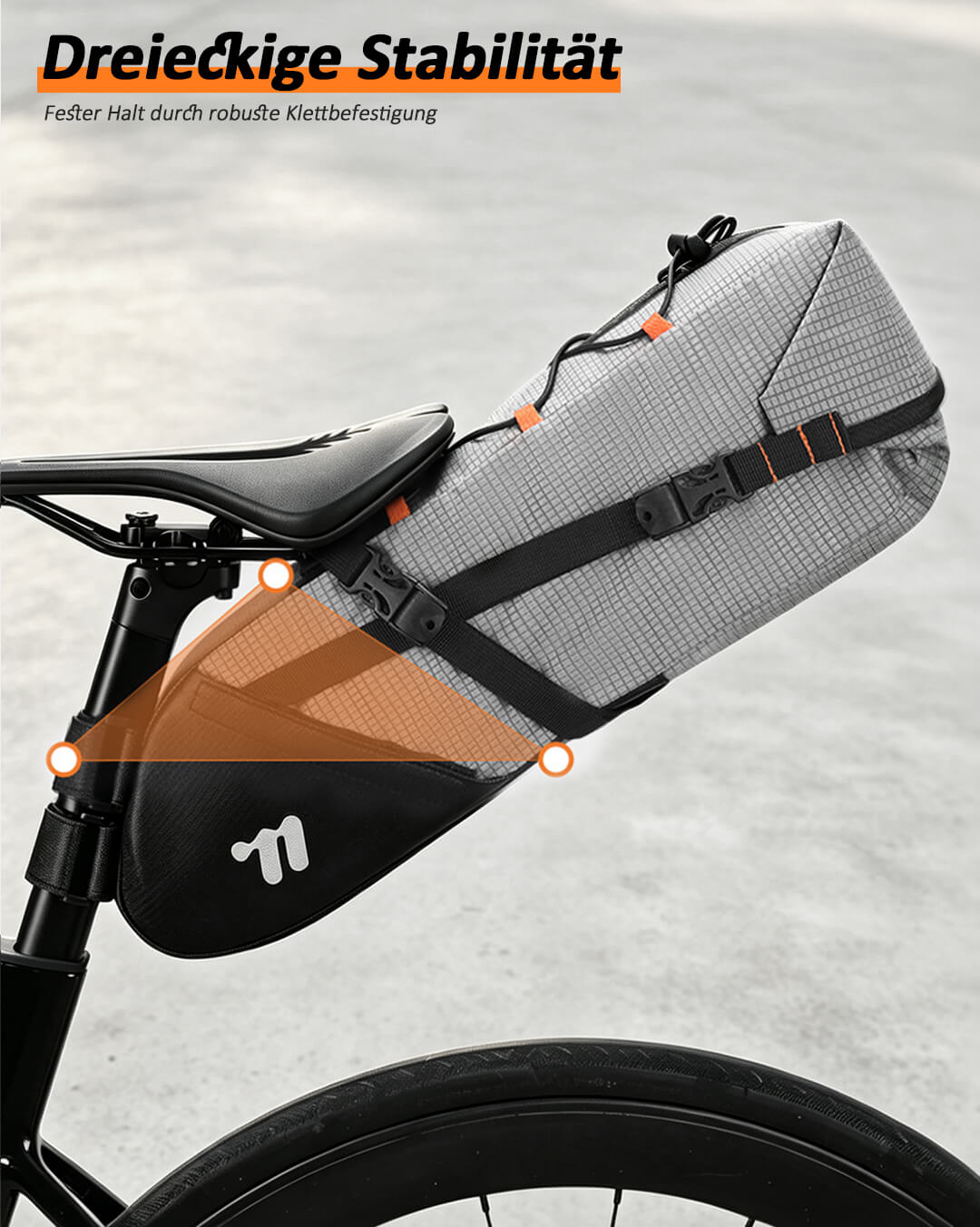 Fahrradtasche wasserdicht mit fester Klettfixierung.