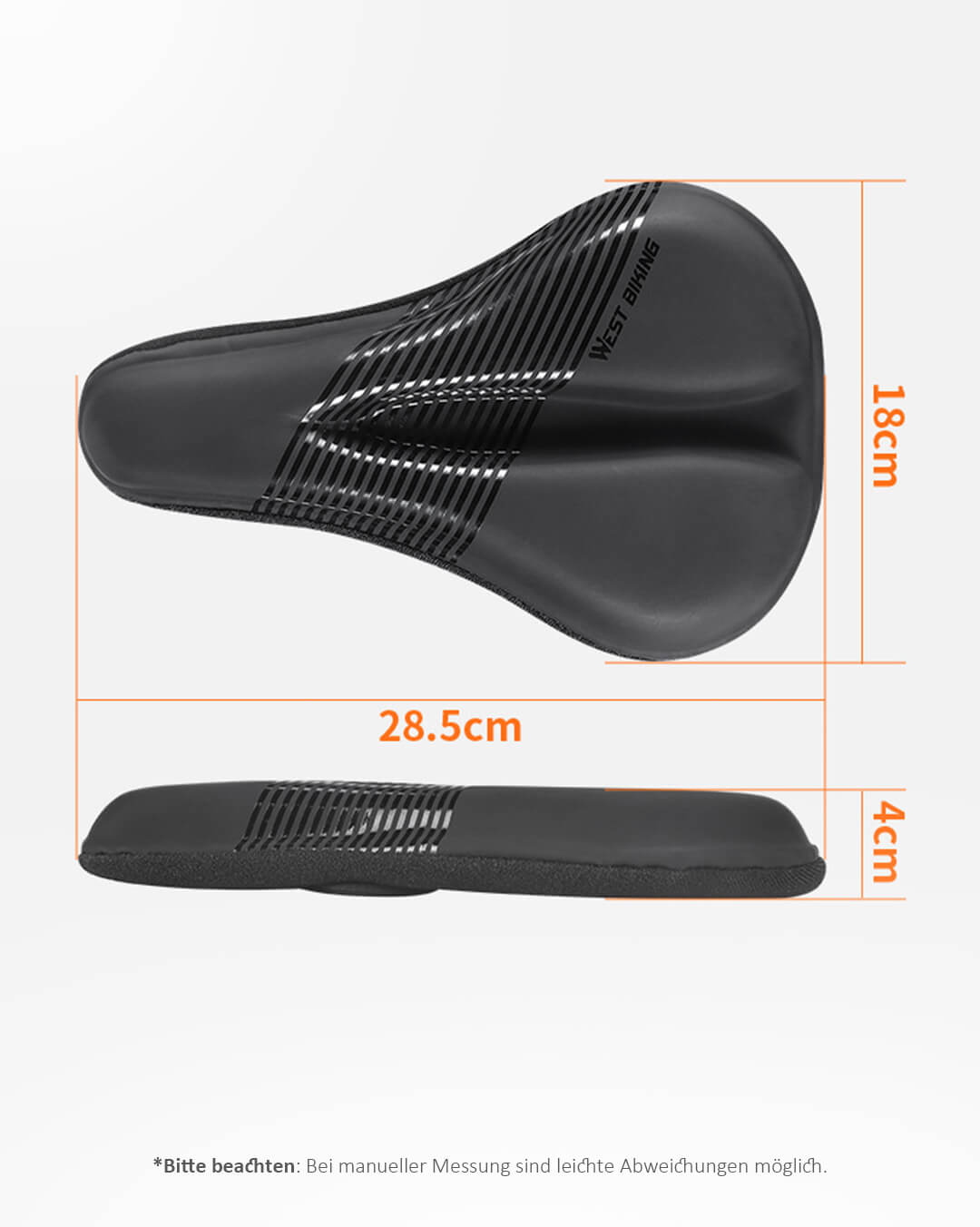 Gel Bike Saddle Cover Waterproof Memory Foam Seat Cushion Comfort Upgrade for E-Bike MTB Long Distance Riding