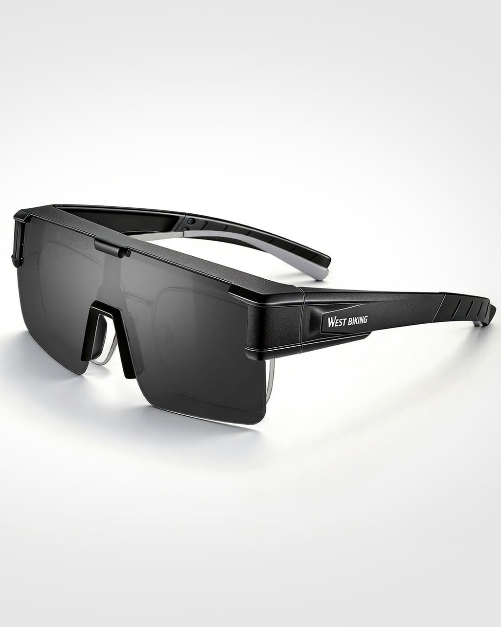fahrradbrille für brillenträger in Schwarz für tägliches Radfahren.