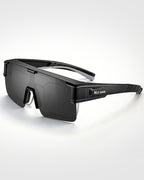 fahrradbrille für brillenträger in Schwarz für tägliches Radfahren.