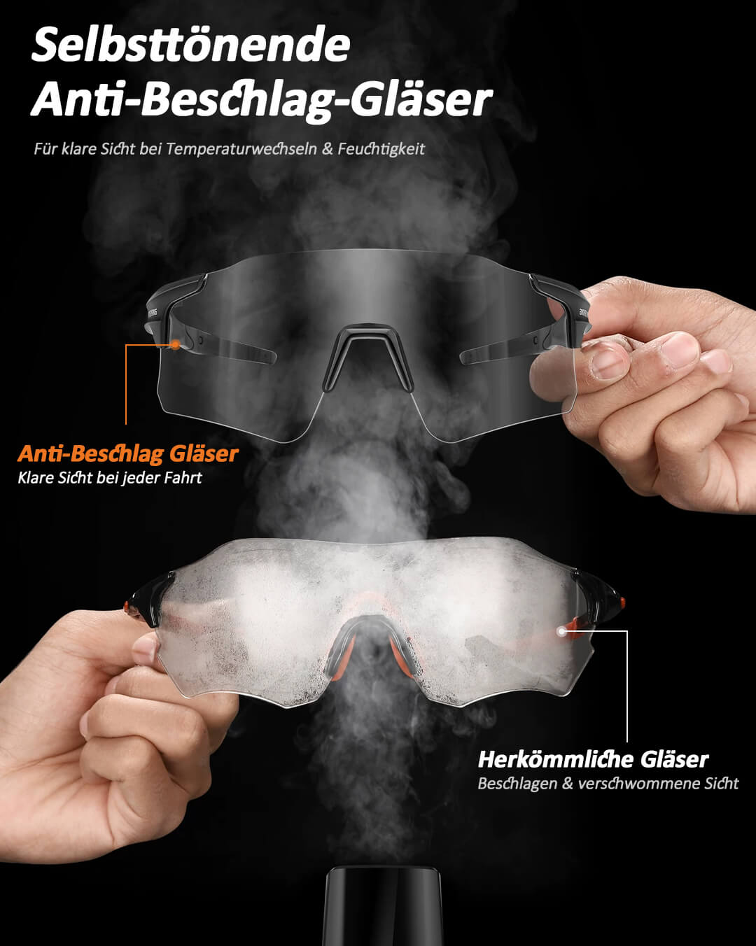 Fahrradbrille – Polarisierte oder selbsttönende Anti-Beschlag Gläser | UV400 Radsportbrille