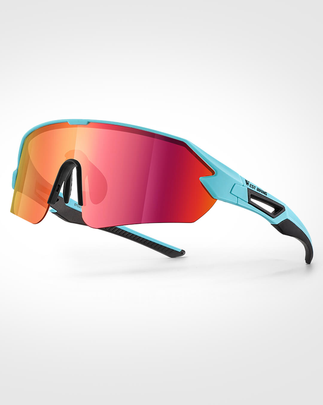 Sportbrille in Hellblau für E-Bike und Rennrad Fahrer