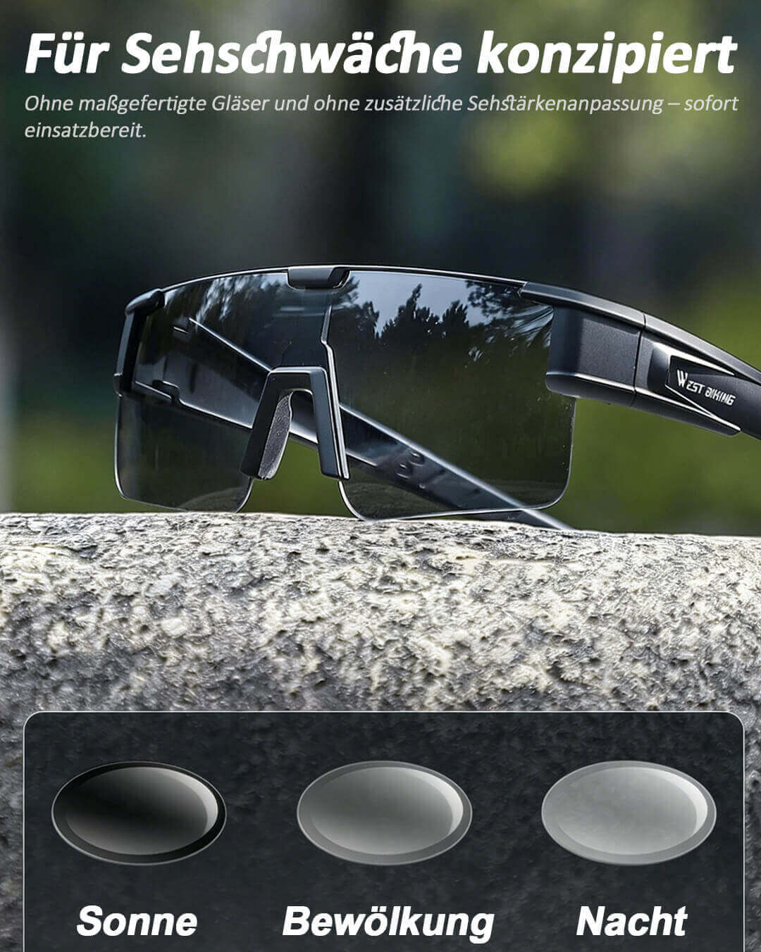 Überzieh Fahrradbrille für Brillenträger – Photochromatische oder polarisierte Gläser