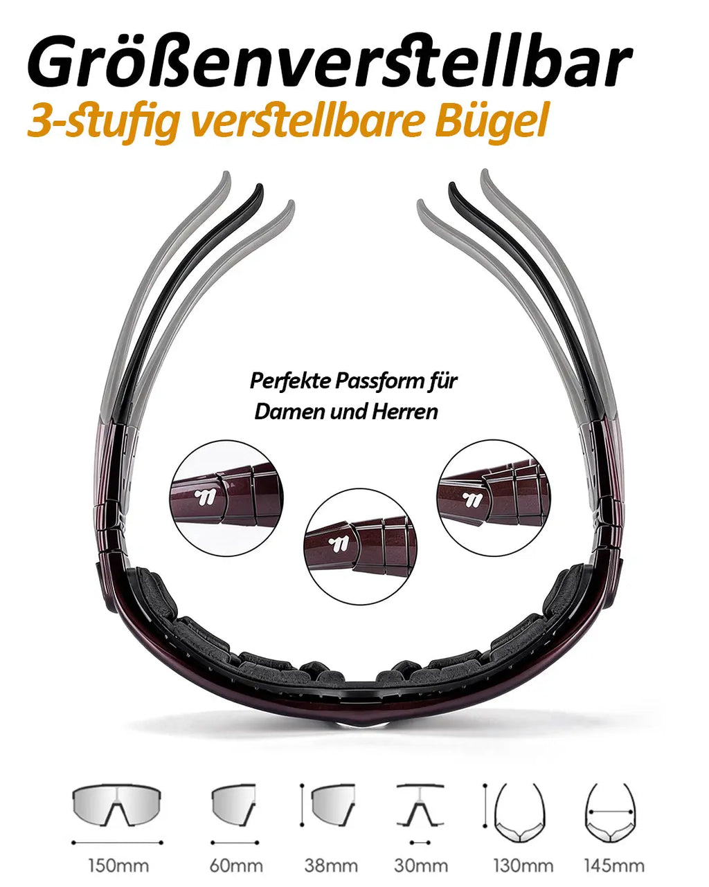 Fahrradbrille Polarisiert:  Winddichter UV400-Schutz Sportbrille verstellbare Bügel für perfekten Sitz | Ideal Für Damen & Herren