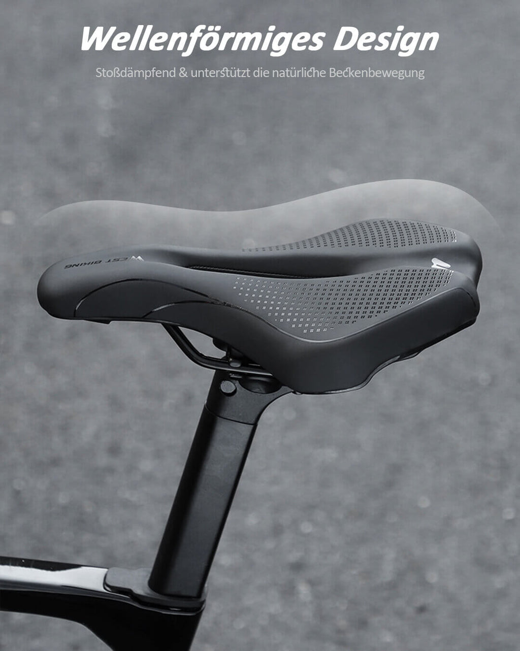 Bequemer und ergonomischer Fahrradsattel aus der Seitenansicht – Wellenförmiger Rennrad Sattel für Herren und Damen, stoßdämpfend für die natürliche Beckenbewegung